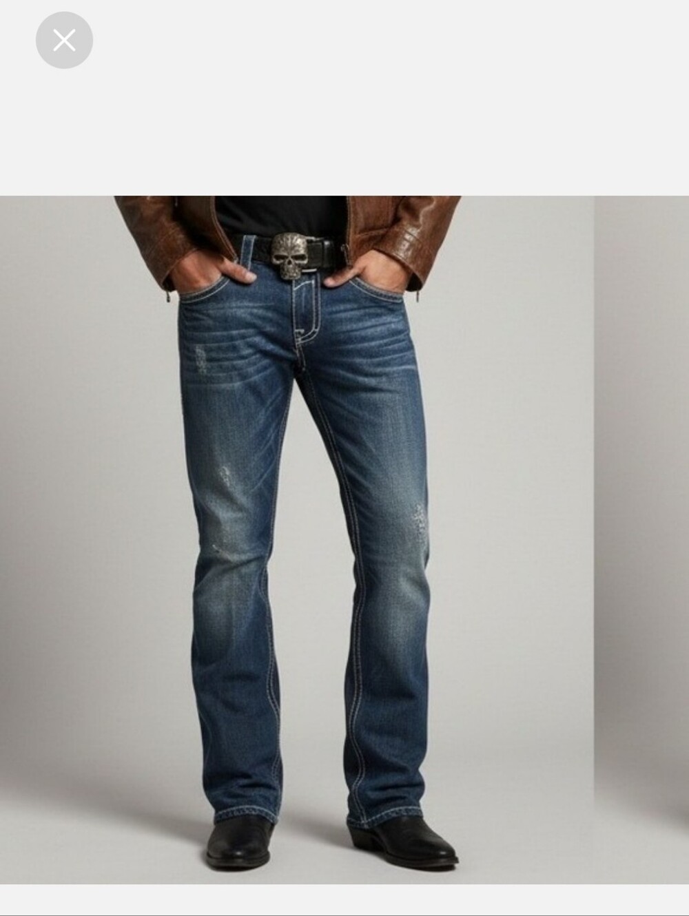 Rock Revival John Men's Classic Dark Blue Straight-Leg Jeans